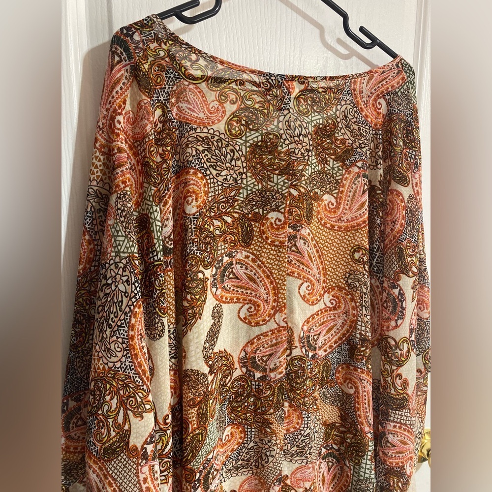Lane Bryant Paisley Boho Coastal Lightweight Blouse Size 22/24 - Picture 8 of 10